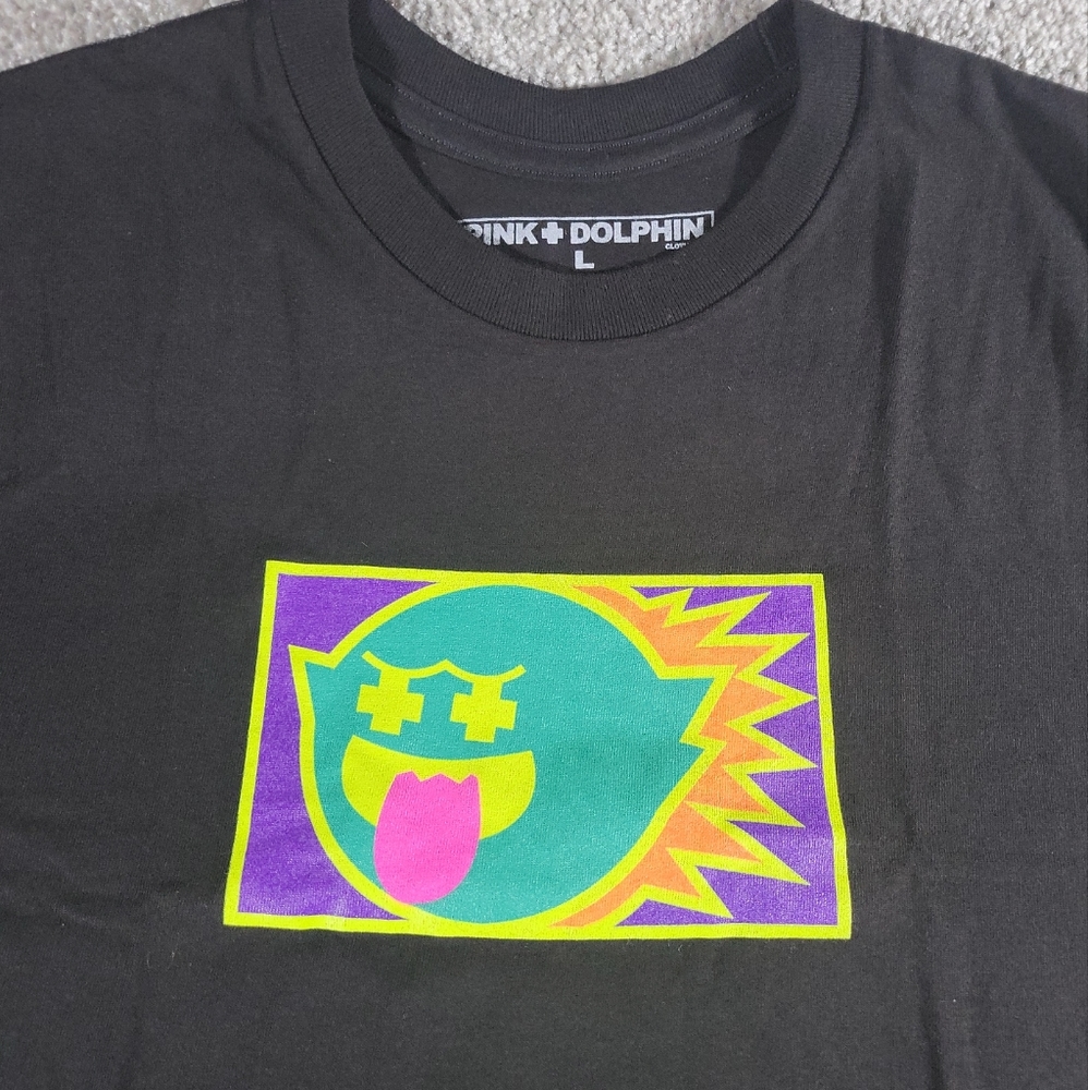 SOLD!!! Pink Dolphin Ghost Boom T Shirt Mens Size Large Black New